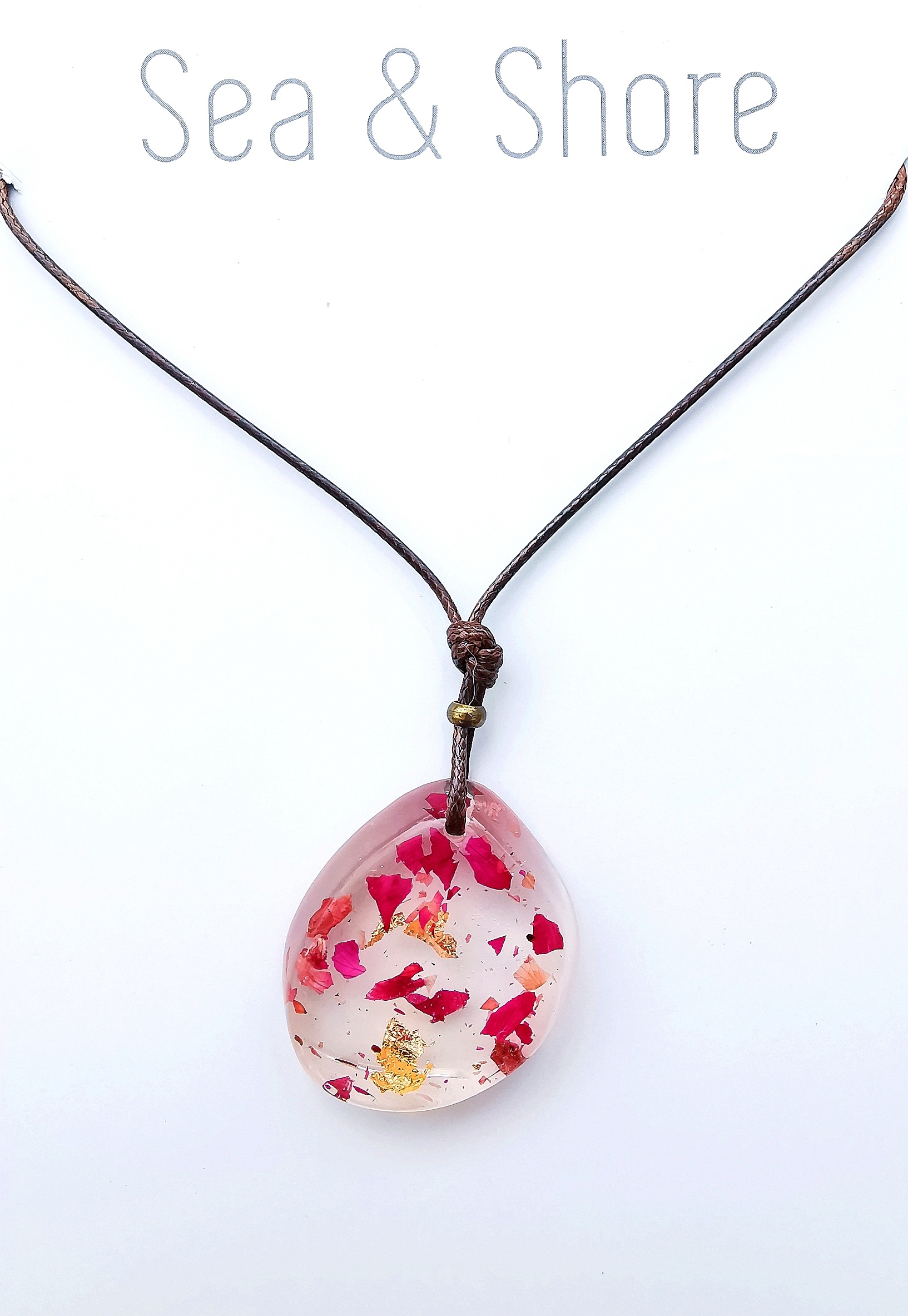 Bogainvillea and Gold Leaf Necklace - Image 2