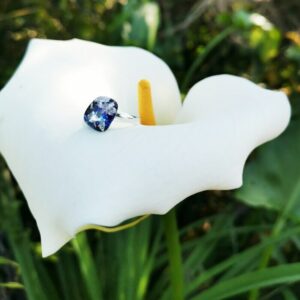 Royal Blue and Silver Leaf Ring