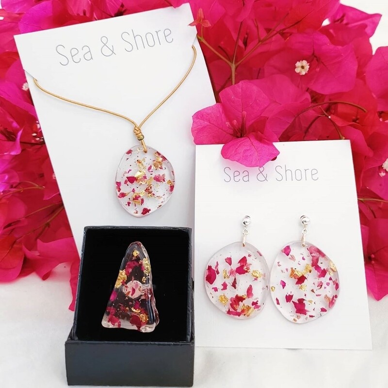 Bougainvillea and Gold Leaf Set