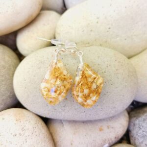 White Fynbos Flowers & Goldleaf Earrings